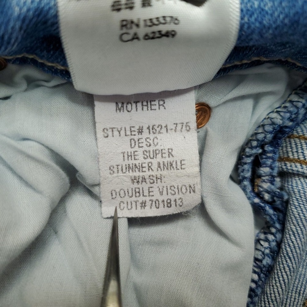Mother Jeans Womens 23Blue Denim Super Stunner Ankle Double Vision Heart Pocket - Picture 8 of 16